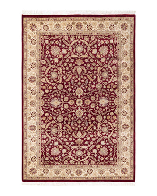 Traditional Mogul Red Wool Area Rug 4' 1" x 6' 1" - Solo Rugs