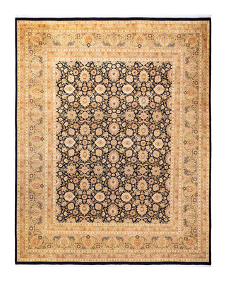 Traditional Mogul Black Wool Area Rug 8' 3" x 10' 5" - Solo Rugs