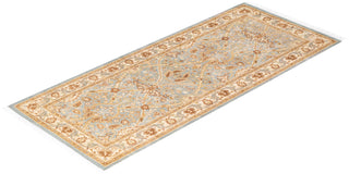 Traditional Mogul Light Blue Wool Runner 2' 7" x 6' 1" - Solo Rugs