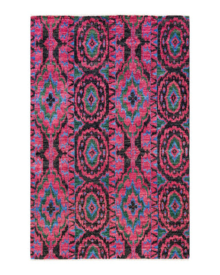 Contemporary Modern Black Wool Area Rug 6' 1" x 9' 4" - Solo Rugs