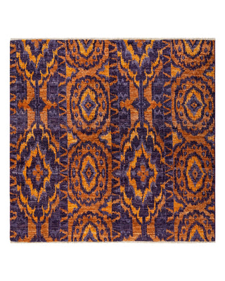 Contemporary Modern Purple Wool Square Area Rug 6' 1" x 6' 1" - Solo Rugs