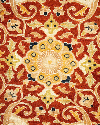 Traditional Mogul Orange Wool Area Rug 8' 1" x 10' 1" - Solo Rugs