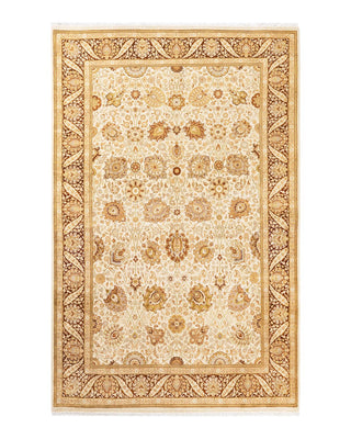 Traditional Mogul Ivory Wool Area Rug 6' 2" x 9' 5" - Solo Rugs