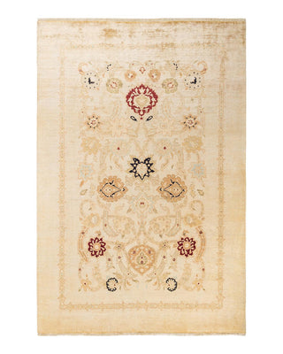 Contemporary Eclectic Ivory Wool Area Rug 6' 1" x 8' 10" - Solo Rugs