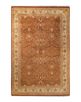 Traditional Mogul Orange Wool Area Rug 6' 1" x 9' 2" - Solo Rugs