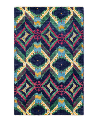 Contemporary Modern Blue Wool Area Rug 5' 0" x 7' 10" - Solo Rugs