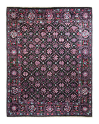Suzani, One-of-a-Kind Hand-Knotted Area Rug - Black, 8' 2" x 10' 2" - Solo Rugs