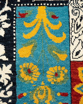 Contemporary Suzani Black Wool Area Rug 3' 3" x 5' 5" - Solo Rugs