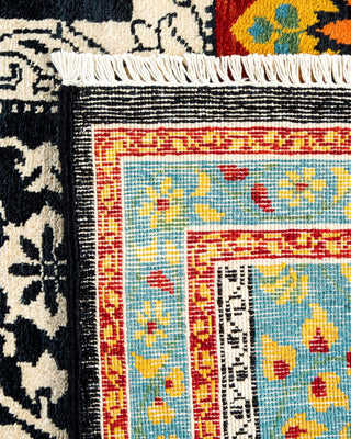 Contemporary Suzani Black Wool Area Rug 3' 3" x 5' 5" - Solo Rugs