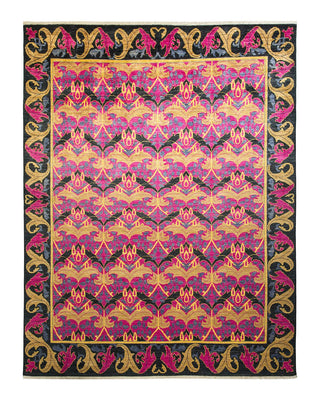 Contemporary Arts & Crafts Black Wool Area Rug 7' 10" x 10' 3" - Solo Rugs