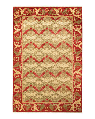 Contemporary Arts & Crafts Red Wool Area Rug 5' 10" x 9' 1" - Solo Rugs