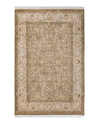 Traditional Mogul Beige Wool Area Rug 4' 2" x 6' 4" - Solo Rugs