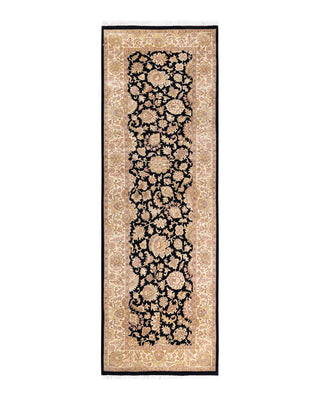 Traditional Mogul Black Wool Runner 2' 7" x 7' 10" - Solo Rugs