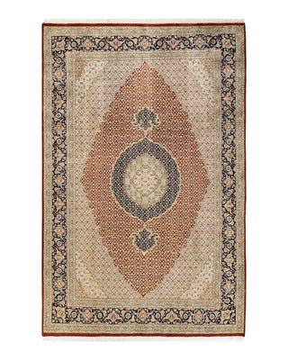 Traditional Mogul Orange Wool Area Rug 6' 6" x 10' 1" - Solo Rugs