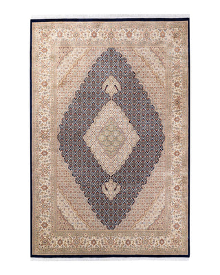 Traditional Mogul Blue Wool Area Rug 6' 7" x 9' 10" - Solo Rugs