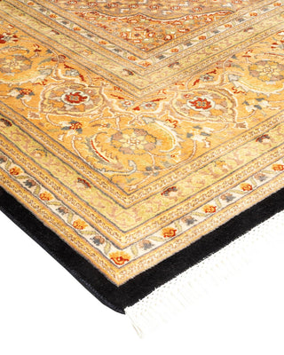 Traditional Mogul Black Wool Area Rug 9' 0" x 12' 10" - Solo Rugs