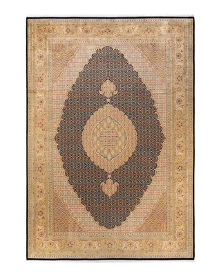 Traditional Mogul Black Wool Area Rug 9' 0" x 12' 10" - Solo Rugs
