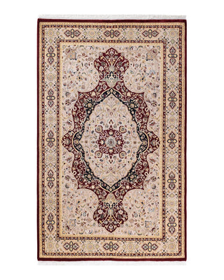 Traditional Mogul Red Wool Area Rug 4' 7" x 7' 5" - Solo Rugs