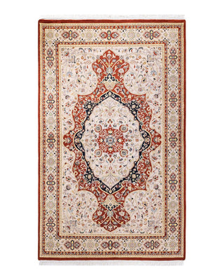 Traditional Mogul Orange Wool Area Rug 4' 8" x 7' 8" - Solo Rugs