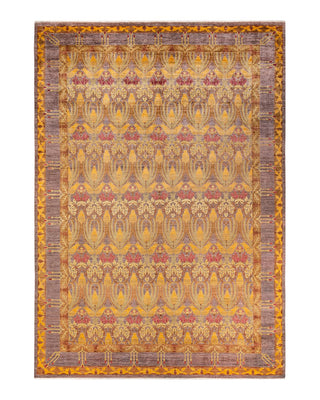 Contemporary Arts & Crafts Beige Wool Area Rug 9' 10" x 14' 2" - Solo Rugs