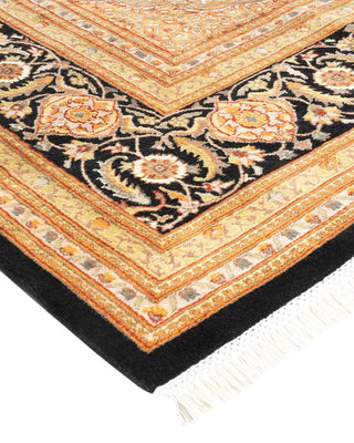 Traditional Mogul Black Wool Area Rug 9' 1" x 12' 5" - Solo Rugs