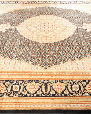 Traditional Mogul Black Wool Area Rug 9' 1" x 12' 5" - Solo Rugs