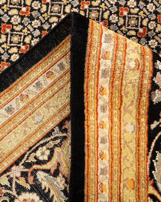Traditional Mogul Black Wool Area Rug 9' 1" x 12' 5" - Solo Rugs