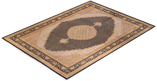 Traditional Mogul Black Wool Area Rug 9' 1" x 12' 5" - Solo Rugs