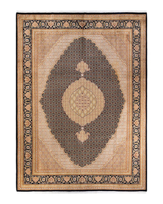 Traditional Mogul Black Wool Area Rug 9' 1" x 12' 5" - Solo Rugs