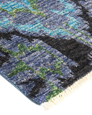 Contemporary Modern Blue Wool Runner 2' 7" x 10' 3" - Solo Rugs