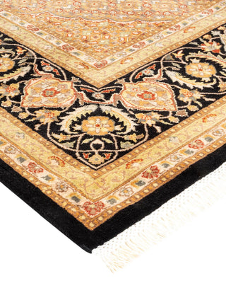Traditional Mogul Black Wool Area Rug 8' 1" x 10' 3" - Solo Rugs