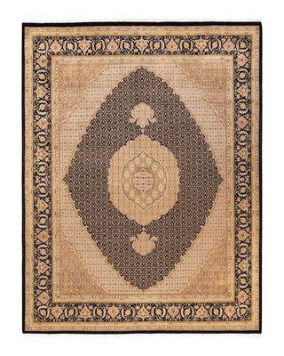 Traditional Mogul Black Wool Area Rug 8' 1" x 10' 3" - Solo Rugs