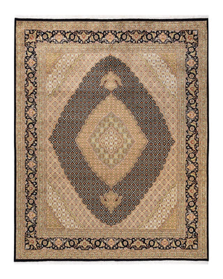 Traditional Mogul Black Wool Area Rug 8' 0" x 9' 10" - Solo Rugs