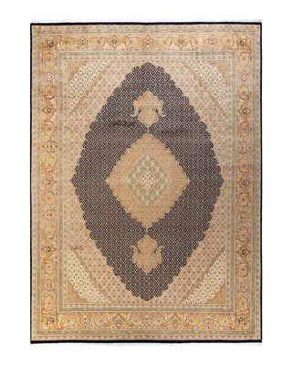 Traditional Mogul Black Wool Area Rug 9' 0" x 12' 4" - Solo Rugs
