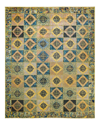 Contemporary Eclectic Green Wool Area Rug 10' 6" x 13' 1" - Solo Rugs