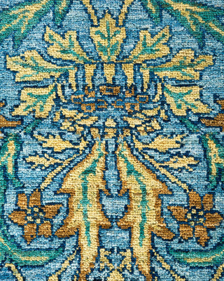 Contemporary Arts & Crafts Blue Wool Area Rug 6' 0" x 9' 1" - Solo Rugs
