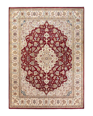 Traditional Mogul Red Wool Area Rug 8' 0" x 10' 5" - Solo Rugs