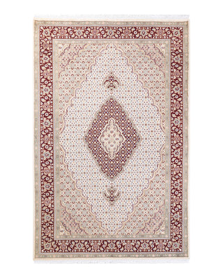 Traditional Mogul Ivory Wool Area Rug 6' 2" x 9' 5" - Solo Rugs
