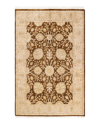 Traditional Mogul Brown Wool Area Rug 4' 2" x 6' 3" - Solo Rugs