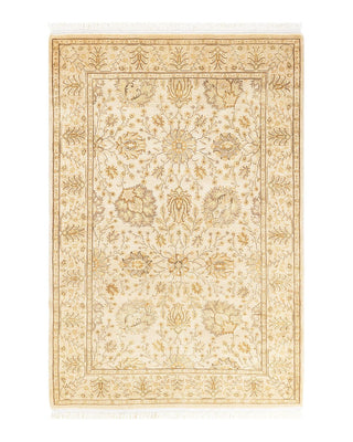 Traditional Mogul Ivory Wool Area Rug 4' 1" x 6' 1" - Solo Rugs