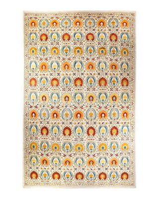 Contemporary Suzani Ivory Wool Area Rug 12' 1" x 18' 8" - Solo Rugs