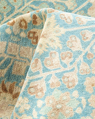 Traditional Mogul Light Blue Wool Area Rug 5' 1" x 7' 9" - Solo Rugs