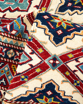 Bohemian Tribal Ivory Wool Area Rug 4' 2" x 6' 6" - Solo Rugs