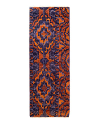 Contemporary Modern Purple Wool Runner 2' 7" x 8' 3" - Solo Rugs