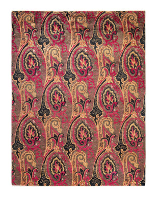 Contemporary Suzani Brown Wool Area Rug 8' 0" x 10' 4" - Solo Rugs