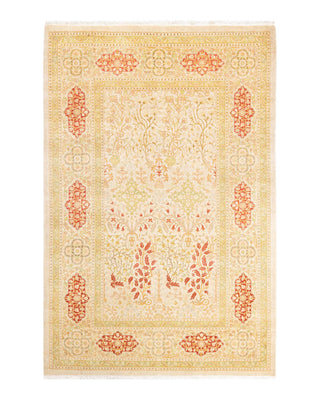 Traditional Mogul Ivory Wool Area Rug 4' 2" x 6' 2" - Solo Rugs