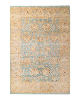 Traditional Mogul Light Blue Wool Area Rug 4' 8" x 6' 8" - Solo Rugs