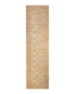 Contemporary Eclectic Ivory Wool Runner 3' 2" x 11' 8" - Solo Rugs