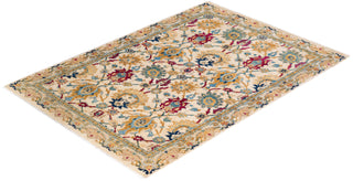 Contemporary Eclectic Ivory Wool Area Rug 4' 3" x 6' 1" - Solo Rugs