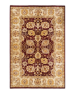 Contemporary Eclectic Red Wool Area Rug 5' 1" x 7' 5" - Solo Rugs